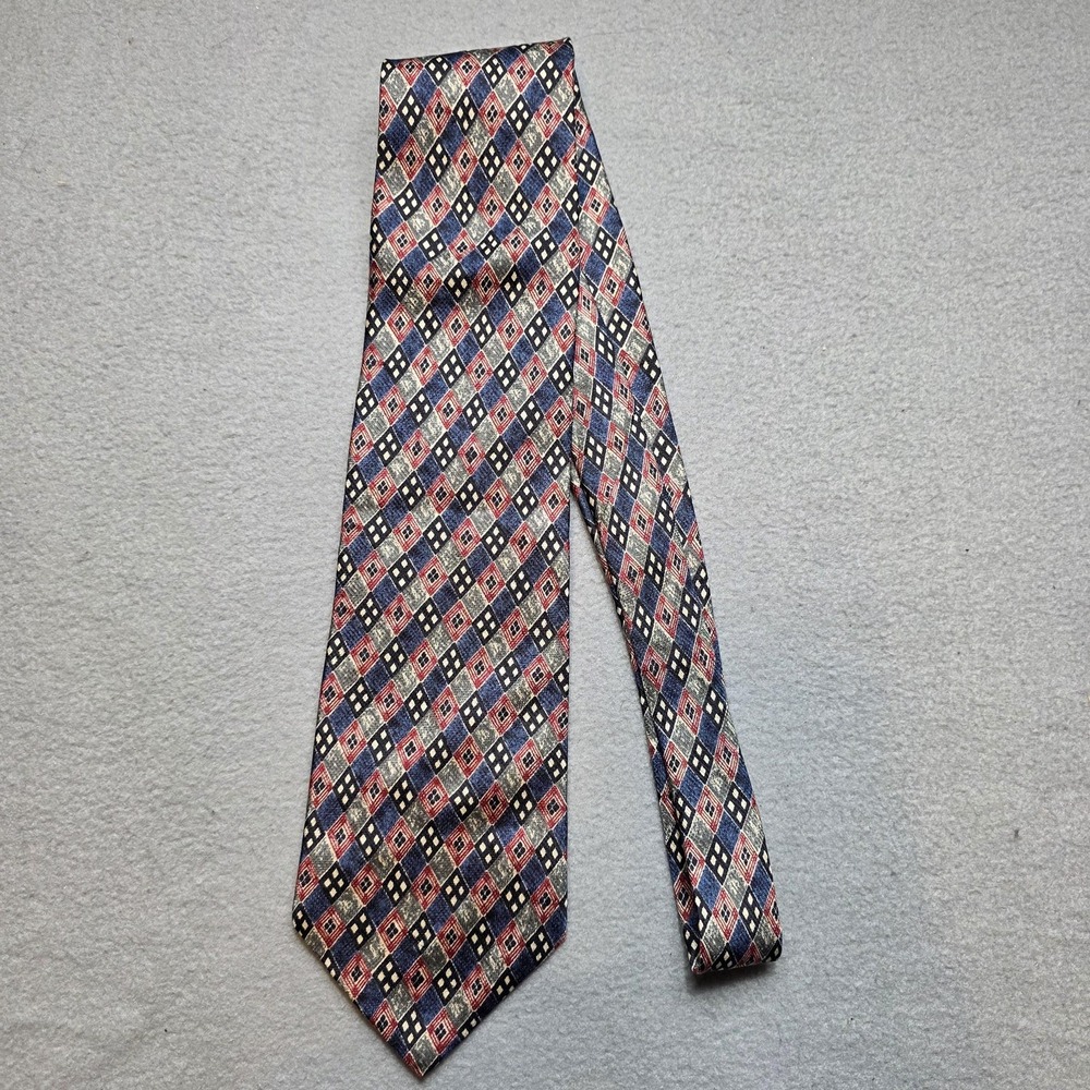 Vintage Christian Dior Monsieur Tie Mens One‎ Size Multicolor Silk Geometric 90s
